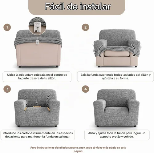 Vista 10 de PAULATO BY GA.I.CO. Funda para Silla - Funda para Sillón - Funda para Sillón - Funda de Tela Suave - Protector de Muebles Elegante de Ajuste Ceniza