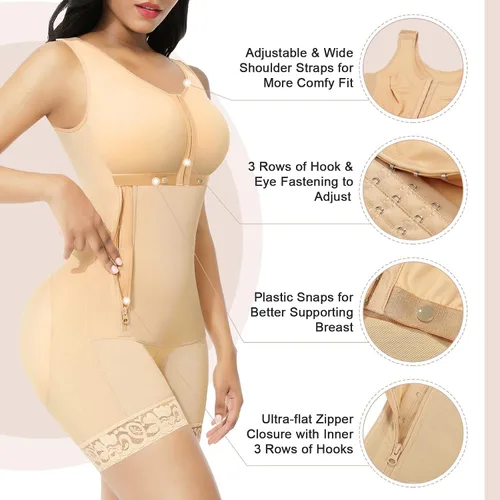 Vista 3 de FeelinGirl Fajas Colombianas Fajas para mujer, moldeador de glúteos, ropa de compresión posoperatoria, Beige 02