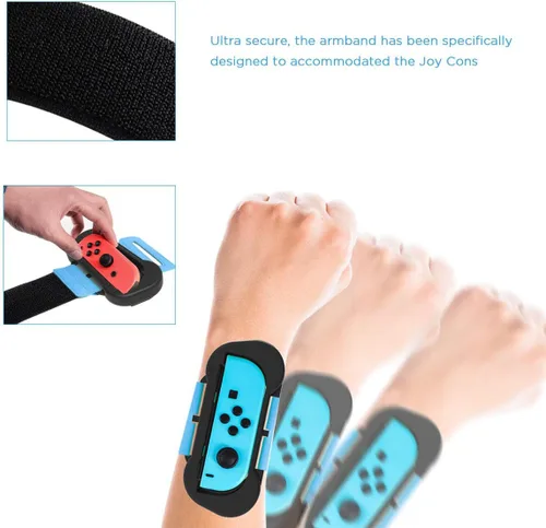 Vista 3 de Just Dance 2019 - Banda de baile para Nintendo Switch, brazalete JoyCon para Nintendo Switch, correa elástica ajustable con espacio para Joy-Cons