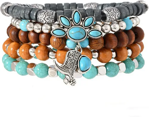 Vista 42 de Pulsera Gótica Ajustable de Cuero Trenzado Punk Multicapa de Estilo Grunge, Conjunto de Pulseras Emo con Brazalete de Metal, Envoltura
