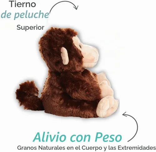 Vista 4 de Warm Pals Marvin the Monkey, Microwavable Weighted Plush, Heated for Warmth Marrón
