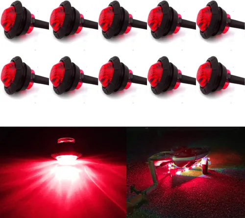 Vista 9 de Luces LED para barco marino impermeables (5 rojas + 5 verdes), luces de cortesía submarinas y de cubierta, 12V para yate, barco, pesca, pontón
