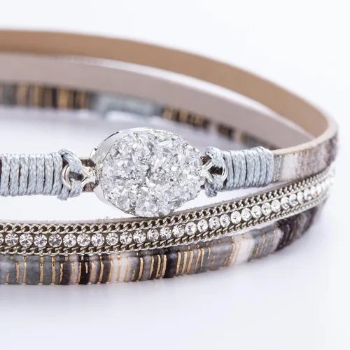 Vista 238 de FANCY SHINY - Pulsera de cuero estilo bohemio, pulsera de cuentas de cristal con cierre magnético, regalos de joyería para mujer