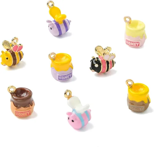 Vista 8 de KitBeads Enamel Animal Charm Alloy Cartoon Pendnats for Jewelry Making Bulk Bee 8Pcs