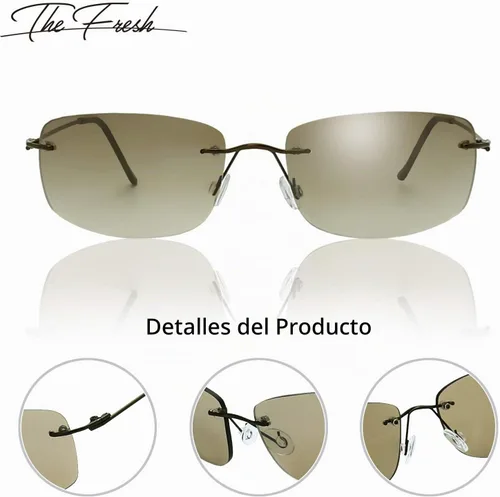 Vista 4 de The Fresh - Lentes de sol minimalistas pequeños rectangulares transparentes - Embalaje exquisito