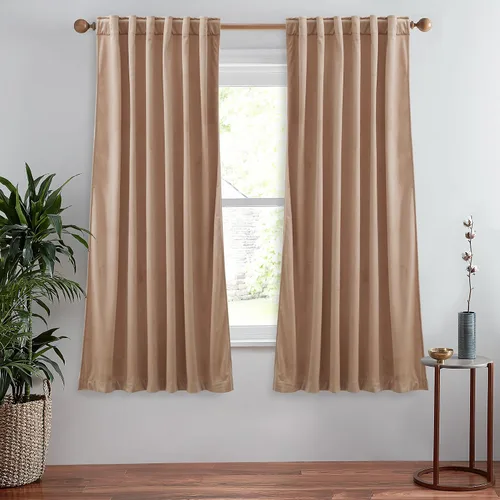 Vista 46 de StangH Cortinas 100% opacas, color beige, terciopelo suave y grueso, cortinas para ventana de dormitorio, forro blanco, cortinas con aislamiento