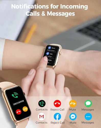 Vista 6 de Reloj inteligente de seguimiento de salud y fitness con monitor de oxígeno en sangre, presión arterial y frecuencia cardíaca las 24 horas del día