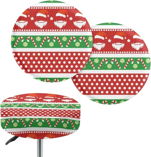 Vista 43 de Juego de 2 fundas redondas para taburetes de Navidad, color azul, diseño de ciervos de Navidad, fundas de cojín elásticas para taburetes de silla