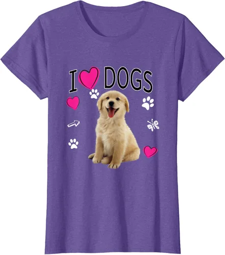 Vista 20 de Camiseta I Love Dogs - Camiseta Golden Labrador retriever, Azul Negro