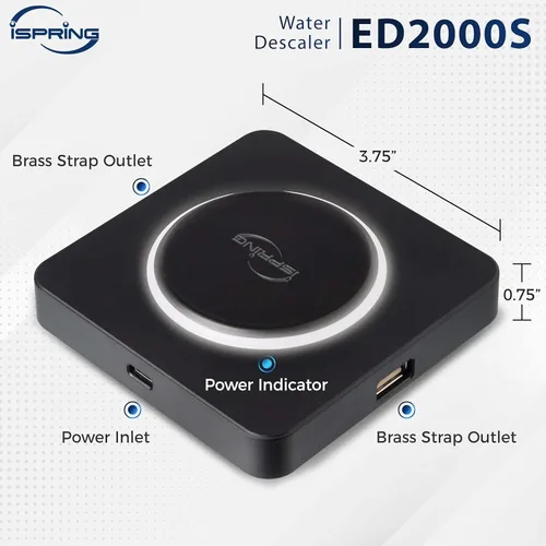 Vista 6 de iSpring ED2000S - Desincrustante para toda la casa, acondicionador de agua dura electrónico alternativo sin sal, diseño de luz LED de respiración