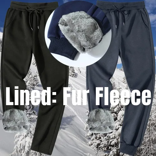 Vista 2 de GXAMOY Pantalones de forro polar de invierno para hombre, pantalones deportivos con forro de sherpa, pantalones deportivos gruesos y cálidos