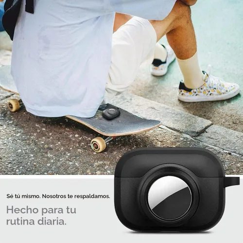 Vista 3 de Spigen Tag Armor Duo Diseñado para AirPods Pro (2019) y para AirTag Cover Negro mate