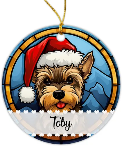 Vista 25 de Airedale Terrier - Adorno de Navidad para perro, regalo para Acción de Gracias, perros personalizados con sombrero de Navidad, adornos de Airedale