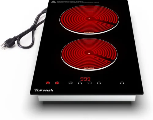 Vista 9 de Estufa Eléctrica de Encimera, TOPWISH Placa de Cocina Eléctrica de 1 Quemador de 110-120V, Control Táctil LED, Bloqueo para Niños, 10 Niveles