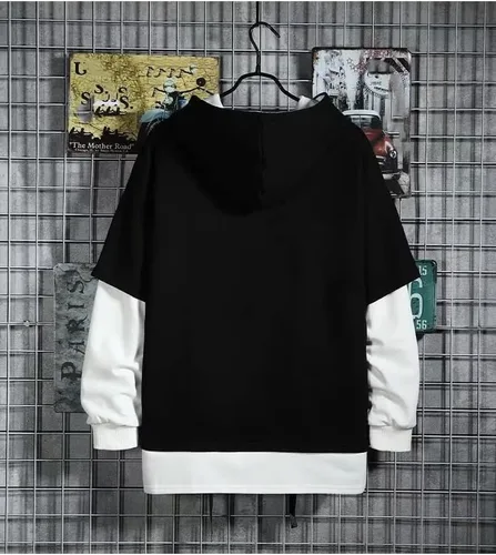 Vista 3 de Camiseta de manga larga con capucha para hombre de Corea de Primavera Otoño Harajuku para hombre