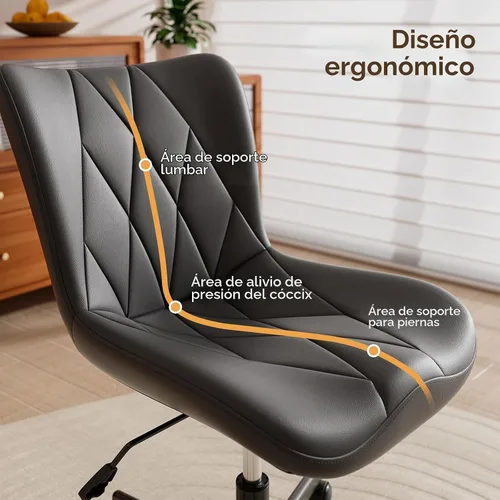 Vista 6 de Silla de Escritorio sin Brazos, Silla de Oficina para el Hogar Moderna sin Brazos, Silla de Computadora Ajustable en Altura y con Movimiento, Silla