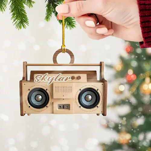 Vista 6 de Adorno de radio personalizado 2025, adorno de radio retro personalizado, cinta de cassette, adornos retro, adornos de radio de Navidad, adornos
