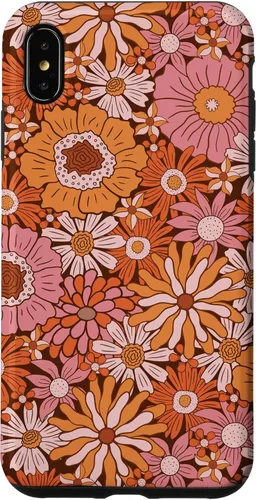 Vista 11 de Retro Flowers Meadow Floral Groovy 60s Pink Orange Brown Case for iPhone 17