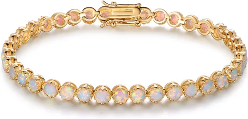 Vista 6 de Barzel Pulsera de ópalo creada con corona chapada en oro de 18 quilates para tenis Oro rosa