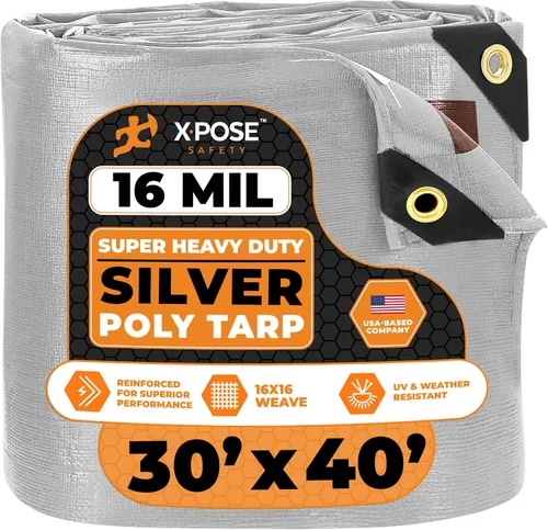 Vista 78 de Xpose Safety - Lona protectora de polietileno de 4 x 20 pies, 16 mil o 0.4mm de grosor, resistente y reforzada para evitar desgarros, resistente a
