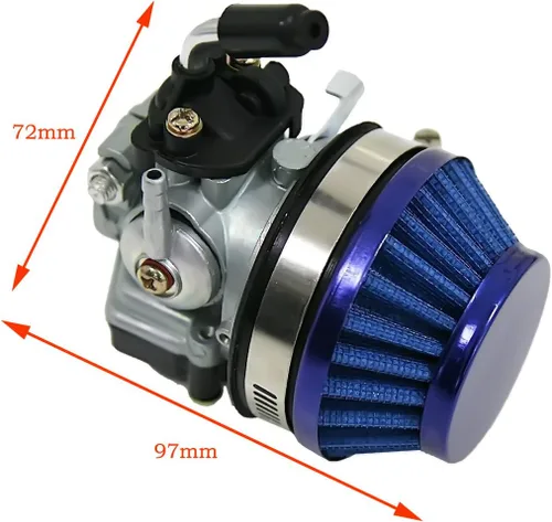 Vista 4 de JRL Conjunto de carburador de 2 tiempos de 80 cc para motor de 100 cc, 49 cc, 50 cc, 66 cc, motor motorizado, motocicleta, bicicleta, motor de gas