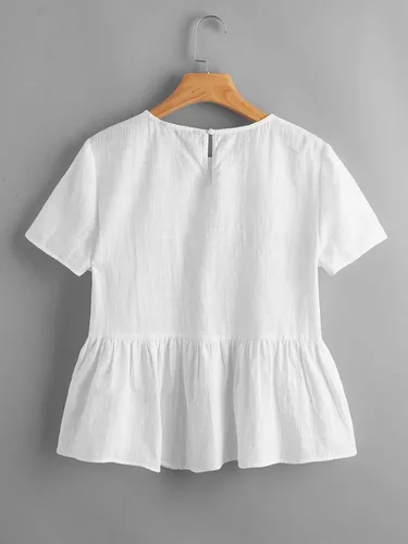 Vista 2 de Floerns Blusa de peplum bordada floral para mujer