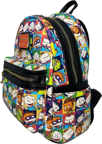Vista 2 de Loungefly The Rugrats Allover Print Nickelodeon - Bolso de hombro con doble correa para mujer, Negro