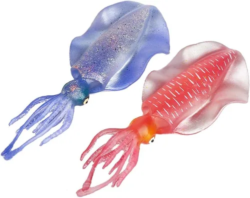 Vista 10 de Gemini&Genius Juguete de calamar para niños, animal bioluminiscente marino, juguete de sepia, figura de acción de animal marino, regalo ideal