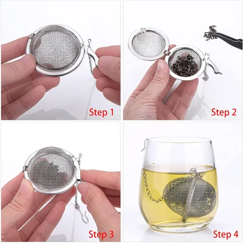 Vista 5 de Paquete de 12 bolas de té de acero inoxidable para té suelto, infusor
