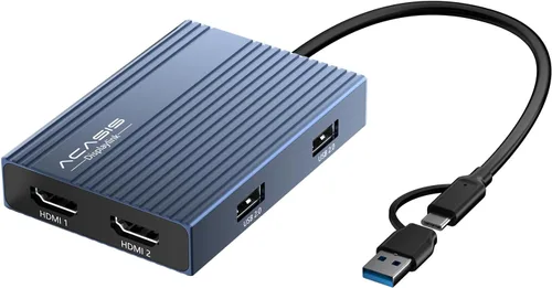 Vista 11 de ACASIS Adaptador DisplayLink USB C a HDMI dual para Mac M1/M2/M3/M4/Windows Negro