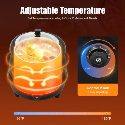 Vista 4 de Calentador de sopa eléctrico comercial de 110 V 400 W con tapa y olla desmontable de acero inoxidable para restaurante y familia grande