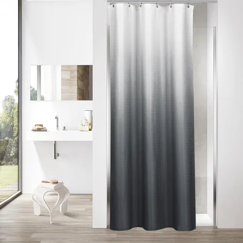 Vista 11 de MitoVilla Cortina de ducha de tela texturizada ponderada de lujo beige, 72 Marfil