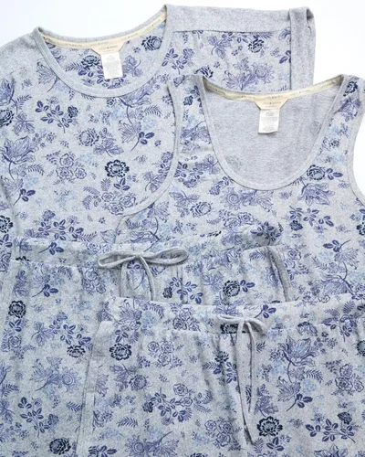 Vista 3 de Lucky Brand Conjunto de pijama para mujer, 4 piezas, camiseta sin mangas, pantalones de pijama, pantalones cortos de descanso (S-XL)