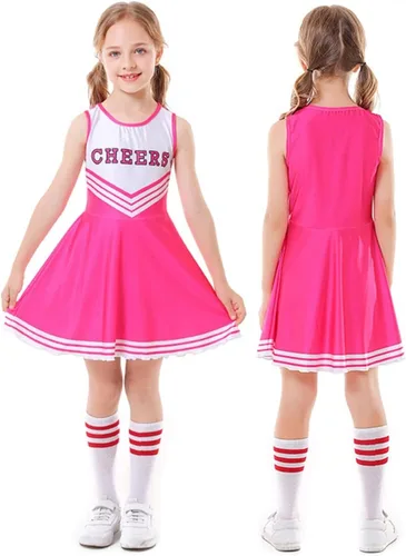 Vista 2 de Disfraces de animadora para niñas, vestidos de animadora, uniforme de animación, pompones