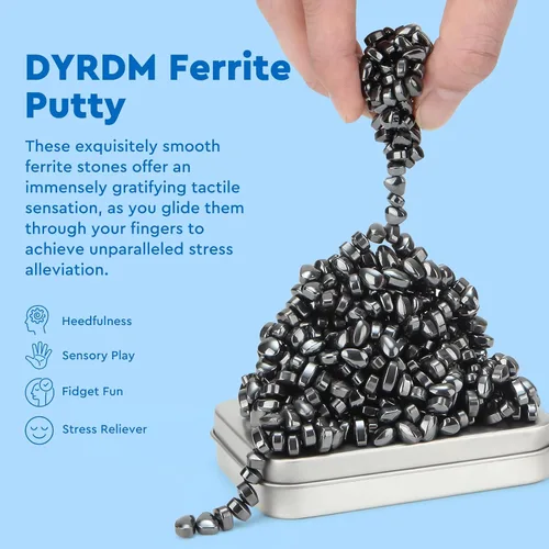 Vista 2 de Más de 300 masillas de ferrita originales de color negro, piedras sensoriales, para adultos para aliviar el estrés y el escritorio, artículos