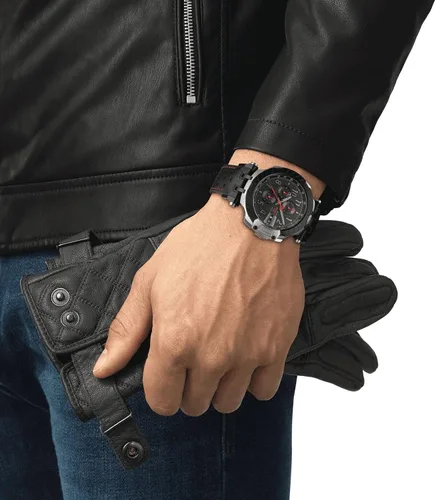 Vista 6 de Tissot T-Race - Caja de acero inoxidable 316L para hombre con revestimiento PVD negro, reloj cronógrafo suizo Tissot automático, negro, caucho, 22