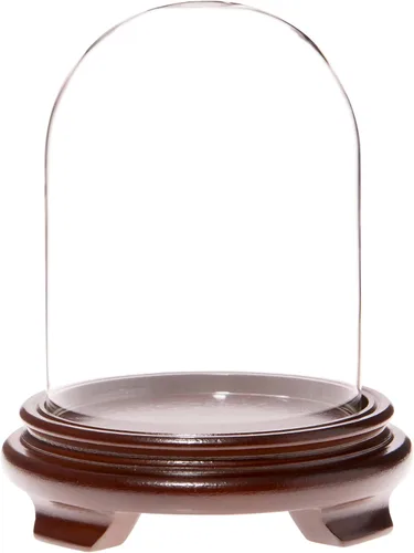 Vista 3 de Plymor Cúpula de cristal de 4.5 x 6 pulgadas (base con patas de chapa de madera negra)