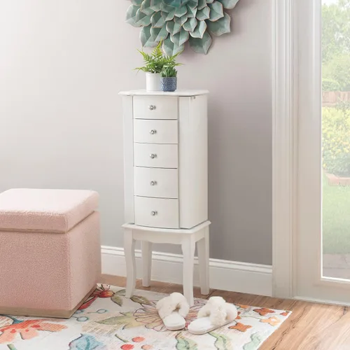 Vista 3 de Powell Muebles Joyería Armario, Blanco, 13"x 9.375"x 35.5