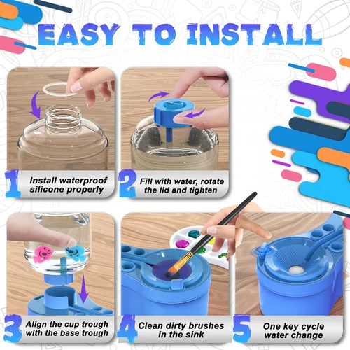 Vista 5 de Limpiadores de Pinceles, con Paleta de Pintura y Soporte para Pinceles para Acuarela/Óleo Acrílico y Pinturas a Base de Agua, Estación de Pintura