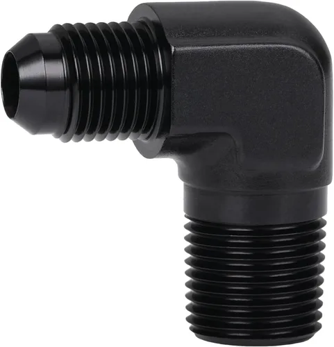Vista 38 de 3AN macho Flare a 1/4 NPT tubo macho 90 grados codo adaptador unión aluminio negro