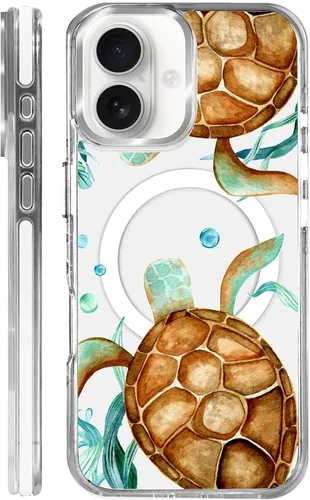Vista 22 de Funda para iPhone 13 Pro, transparente con bonito patrón de tiburón azul, compatible con Magsafe funda protectora suave para mujeres y niñas (blanco)