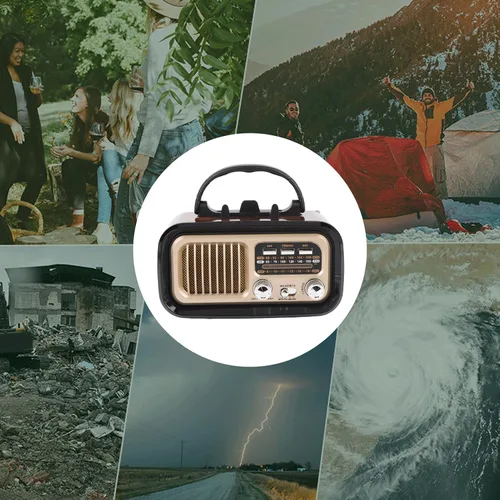 Vista 7 de Radio retro AM FM SW Bluetooth, radios de transistor vintage portátiles con altavoz y antena retráctil, TWS, solar/funciona con batería/recargable
