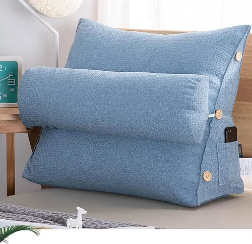 Vista 3 de Almohada de apoyo lumbar, almohada triangular, respaldo de cama, ajustable extraíble, cojín grande para sala de estar, ventana de bahía