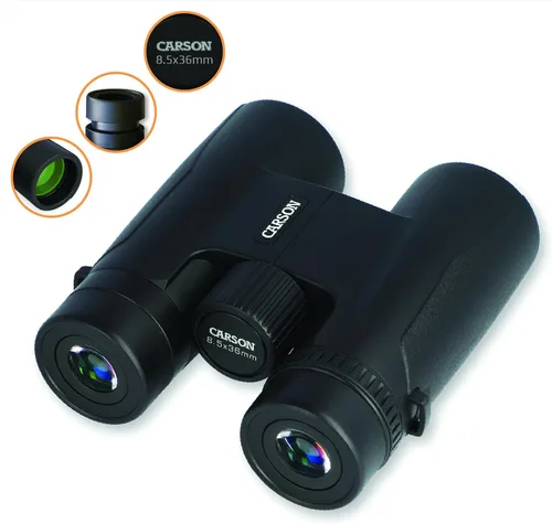Vista 2 de Carson Makalu - Prismáticos compactos de 0.335 x 1.417 in, ópticos multicapa con prismas BK7 con funda protectora y correa para el cuello para uso