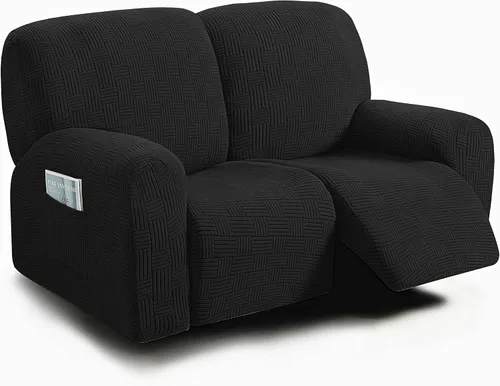 Vista 39 de ULTICOR - Juego de 8 fundas para sofá reclinable de jacquard, fundas elásticas para sofá reclinable para 3 cojines, gruesas, suaves, lavables