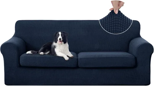 Vista 37 de U-NICE HOME Funda elástica para sofá de 3 piezas, funda de sofá lavable con cojín de asiento individual para sofá de 2 cojines, apta para mascotas
