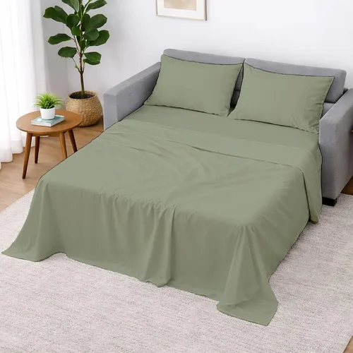 Vista 14 de Cottington Lane Juego de 4 piezas de sábanas para sofá cama tamaño matrimonial, 100% algodón egipcio de alta calidad para sofá cama, sofá biplaza