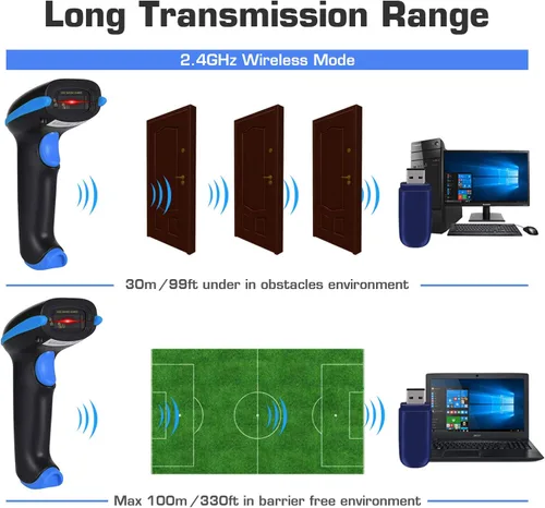 Vista 12 de WoneNice lector de código de barras con cable USB inalámbrico del escáner