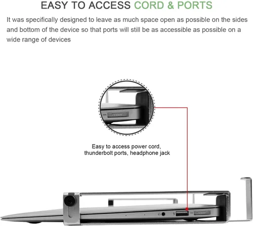Vista 3 de IFCASE Soporte de pared de aluminio para laptop para MacBook Air, Pro, Surface, iPad, tabletas, teléfonos celulares con gancho para auriculares