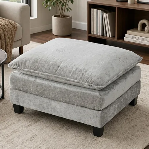 Vista 18 de Sofá de nube en forma de L de 73.5 pulgadas, sofá modular con mesa auxiliar otomana, sofá biplaza de pana con almohada, cómodo y moderno sofá